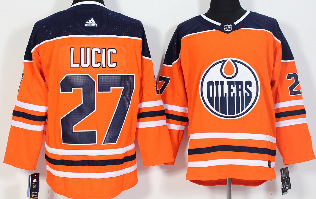 Men Edmonton Oilers 27 Lucic Orange Hockey Stitched Adidas NHL Jerseys